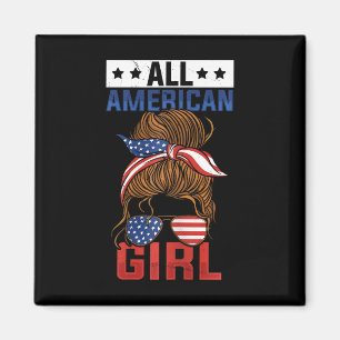 Mädchen Amerikanische Flagge All American Girl 4. Magnet