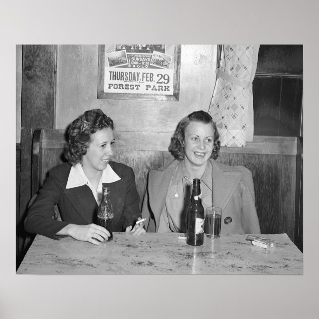Mädchen an der Bar, 1940. Vintages Foto Poster (Vorne)