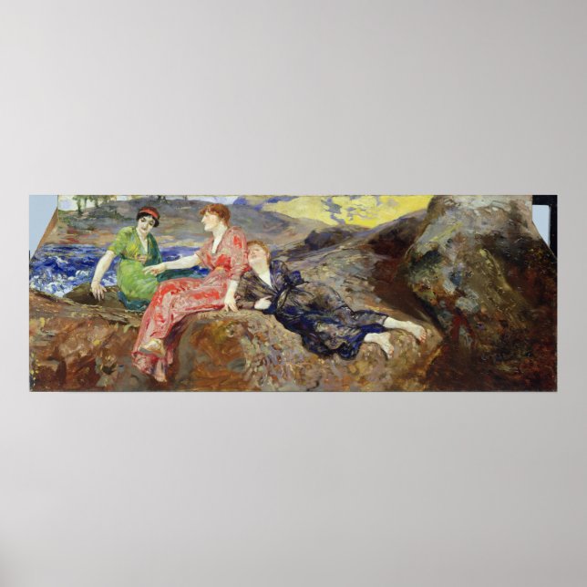 Mädchen an der Küste, c.1884-85 Poster (Vorne)