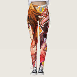 Mädchen Anime Kunst Cartoon auf maßgeschneiderten  Leggings