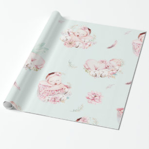 Mädchen-Aquarell-Babys Baby-Shower-Geschenkpapier Geschenkpapier