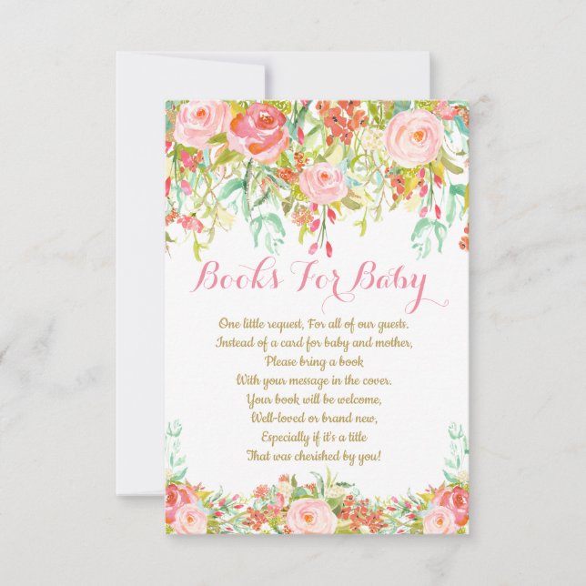 Mädchen-Aquarell-Buch-Antrag-Karte, Bücher für Einladung (Vorderseite)