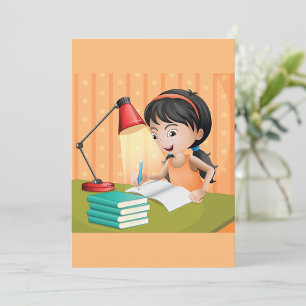 Mädchen arbeiten an einem Schreibtisch Einladung