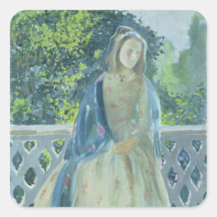 Mädchen auf Balcony, 1900 Quadratischer Aufkleber