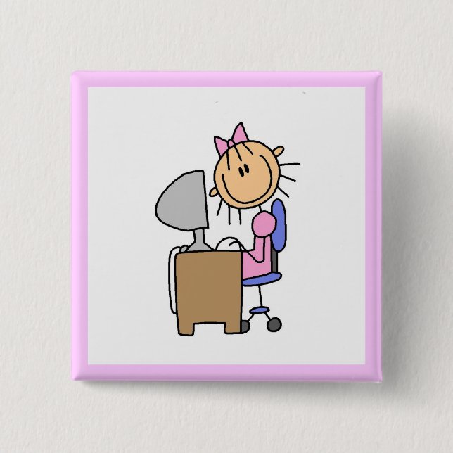 Mädchen auf Computer Button (Vorderseite)