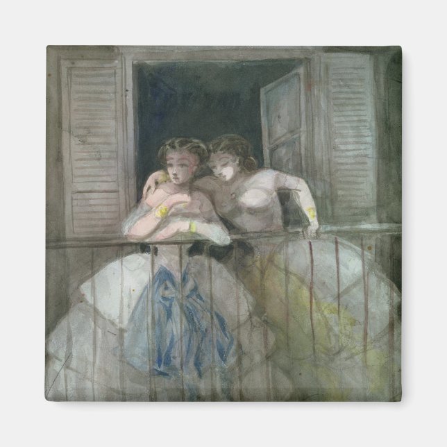 Mädchen auf dem Balkon, 1855-60 Magnet (Vorne)