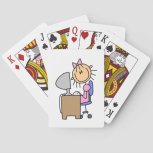 Mädchen auf dem Computer Spielkarten