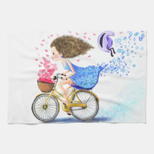 Mädchen auf dem Fahrrad Küchentuch Romantische Lie