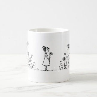 Mädchen auf der Gänseblümchen-Wiese – Minimalistis Kaffeetasse