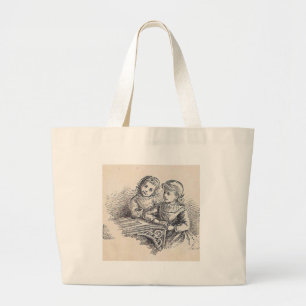 Mädchen auf der leicht lesbaren inneren Titelseite Jumbo Stoffbeutel