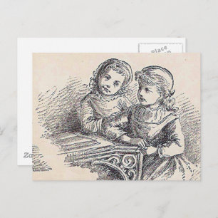 Mädchen auf der leicht zu lesenden Titelseite Postkarte