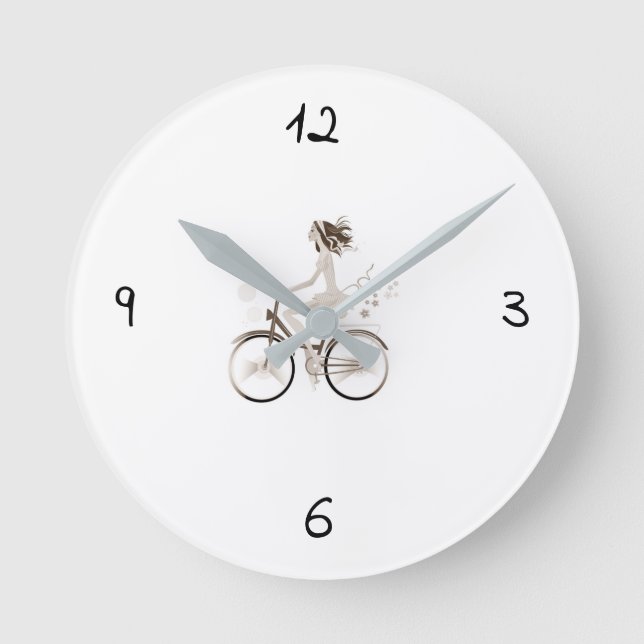***MÄDCHEN AUF EINEM FAHRRAD*** COOL RUNDE WANDUHR (Vorderseite)