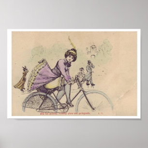 Mädchen auf einem Fahrradrock bläst in Wind Poster