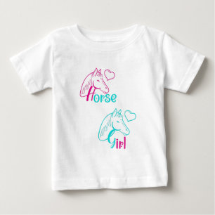 Mädchen auf einem Pferd in Rosa und Türkis Baby T-shirt
