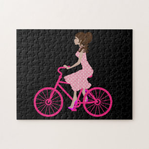 MÄDCHEN AUF EINEM PINKRAD-Puzzle Puzzle