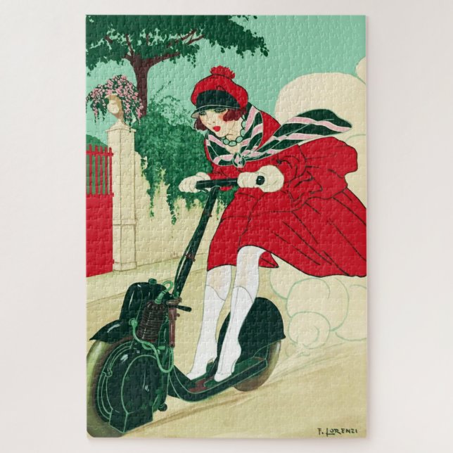 Mädchen auf einem Roller von Alberto Fabio Lorenzi Puzzle (Vertikal)