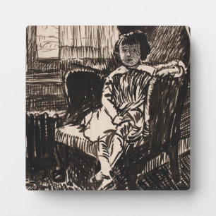 Mädchen auf einem Stuhl sitzend (ca. 1917-1918) Le Fotoplatte