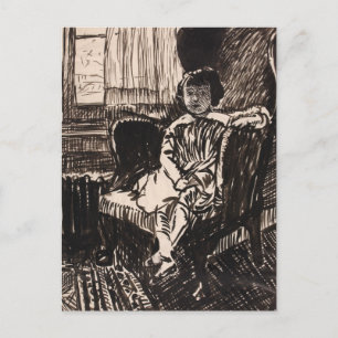 Mädchen auf einem Stuhl sitzend (ca. 1917-1918) Le Postkarte