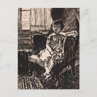 Mädchen auf einem Stuhl sitzend (ca. 1917-1918) Le Postkarte