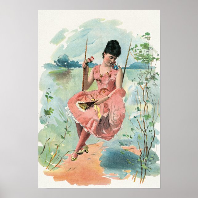 MÄDCHEN AUF EINEM VINTAGEN DESIGN POSTER (Vorne)