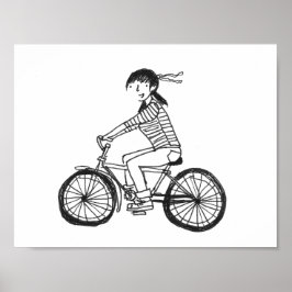 Mädchen auf einer Bike-Illustration Poster