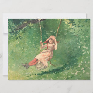 Mädchen auf einer Schaukel (Ländliche Kindheit) Karte