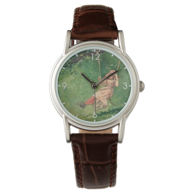 Mädchen auf einer Schaukel (Ländliche Kindheit) (W Armbanduhr (Vorderseite)