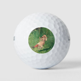 Mädchen auf einer Schaukel (Ländliche Kindheit) (W Golfball