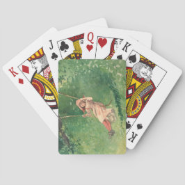 Mädchen auf einer Schaukel (Ländliche Kindheit) (W Spielkarten