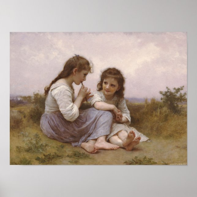 Mädchen auf einer Wiese Poster (Vorne)