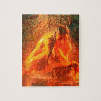 Mädchen auf Feuer - leidenschaftliche Feuer-Kunst Puzzle