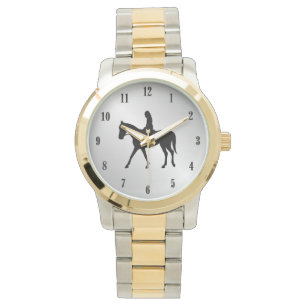 Mädchen auf Pferde Silver Black Numbers Armbanduhr