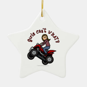Mädchen auf Red Four Wheeler Keramikornament