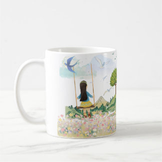 Mädchen auf Schaukel Ästhetik Natur Kaffeetasse -