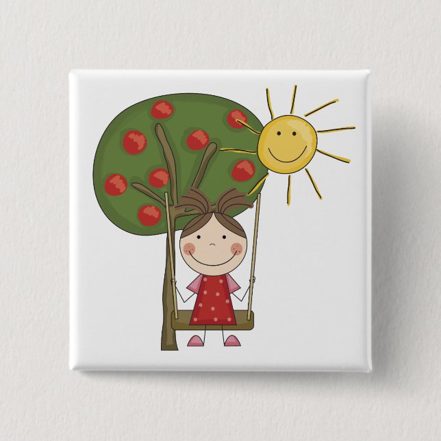 Mädchen auf Schwingen-T - Shirts und Geschenken Button (Vorderseite)