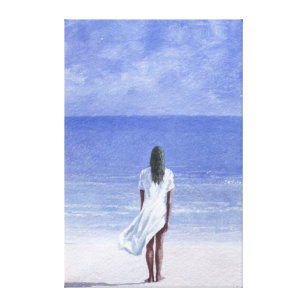 Mädchen auf Strand 1995 Leinwanddruck