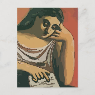 Mädchen auf Tablette Abstrakt 2 Postkarte