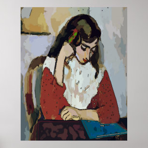 Mädchen auf Tablette Abstrakt Matisse Stil Poster