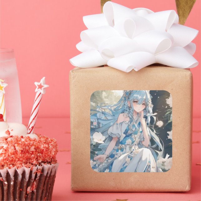 Mädchen-Aufkleber Quadratischer Aufkleber (Party)