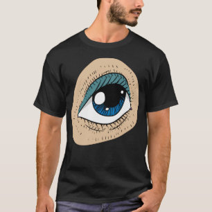 Mädchen Auge. Blaue Augen sehen dich an. Detail T-Shirt