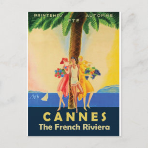 Mädchen aus Cannes unter der Palme Postkarte