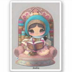 Mädchen aus der Welt lesen - Arabien Aufkleber