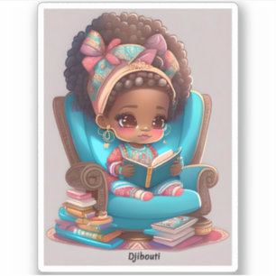 Mädchen aus der Welt lesen - Dschibuti Aufkleber