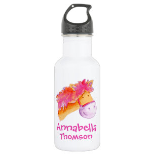 Mädchen aus Pony rosa orange und weiße Getränke Fl Trinkflasche