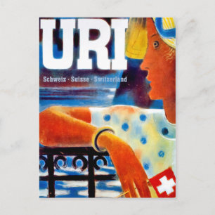 Mädchen aus Uri, Schweiz. Vintage Postkarte