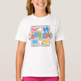 Mädchen Autismus Bewusstsein Puzzle Piece Coquette T-Shirt