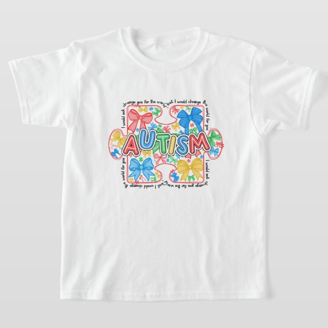 Mädchen Autismus Bewusstsein Puzzle Piece Coquette T-Shirt (Ablage )