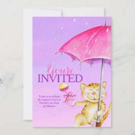 Mädchen Baby Dusche Regenschirm Whimsy Katzeneinla Einladung