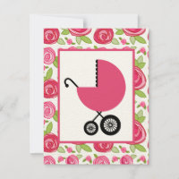 Mädchen-Baby-Dusche - Rosen u. rosa Wagen