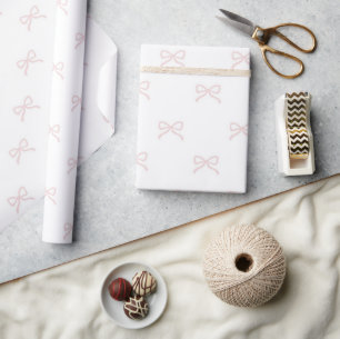 Mädchen-Baby-Girl-Shower-Schick-Rosa-Schleifen-Mus Geschenkpapier